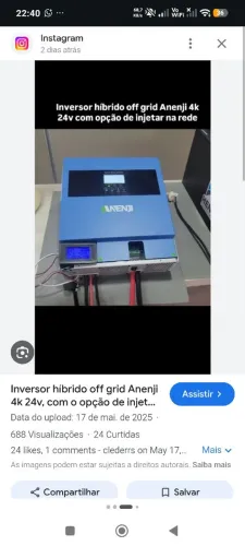 Inversor híbrido solar anenji 4k 220v ,24v