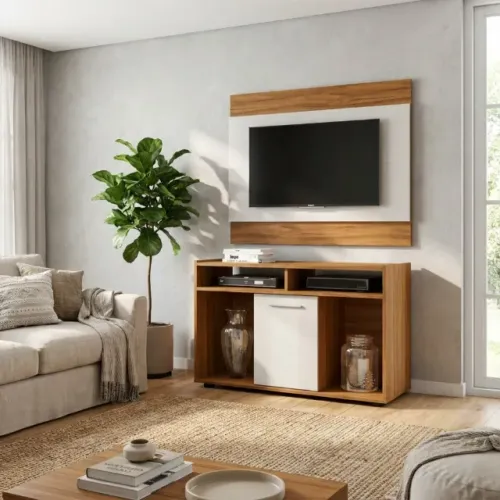 CONJUNTO RACK + PAINEL SHOW NOTAVEL FREIJO TREND / OFF WHITE - OFERTÃO