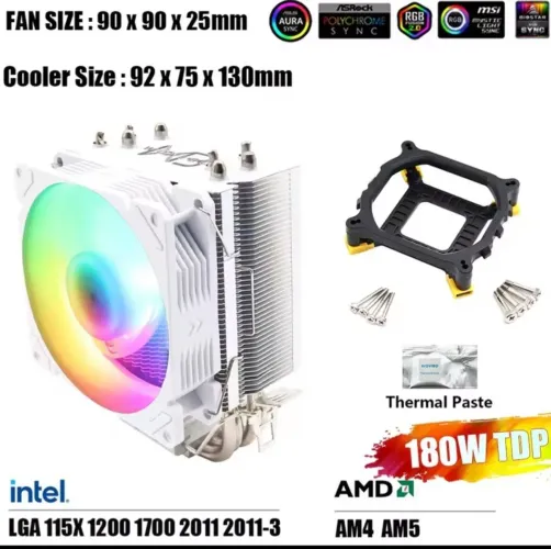 NOVO AIR COOLER WOVIBO 90mm PWM-4PIN ARGB - COMPATIVEL COM XEON