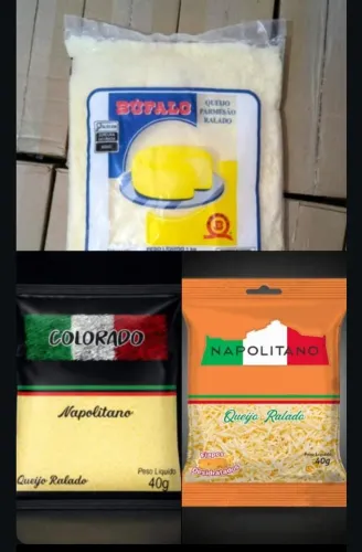 Queijo ralado fino, fiapos e food
