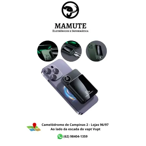 Bateria Portátil Power Bank Carregador Magnetico Portátil Indução 10.000mah iPhone iOS