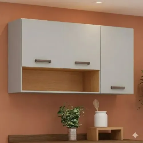 Aéreo de Cozinha 1.20m Fendi - 3 Portas com Ótimo Espaço Interno