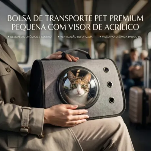 Bolsa de Transporte Pet Premium Pequena com Visor de Acrílico