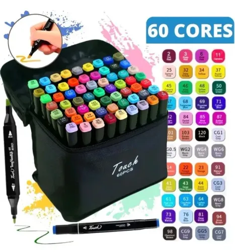 Kit Canetinhas 60 Cores Bobbie Goods Ponta Dupla Bob God