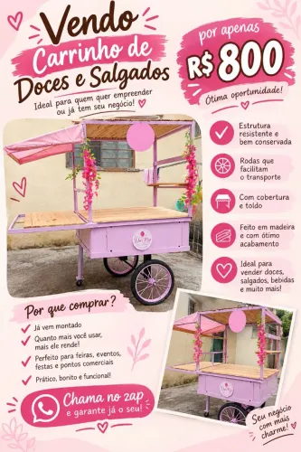 Carrinho pra vendas carrinho hot dog doces bebidas artesanatos
