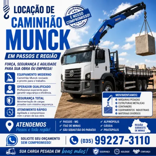 ? LOCAÇÃO DE CAMINHÃO MUNCK EM PASSOS E REGIÃO | *
