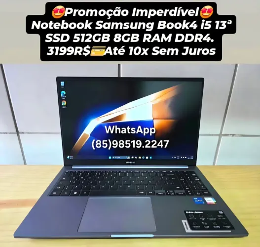 Promoção Notebook Samsung Book 4 i5 13ª SSD 512GB Até 10x Sem Juros