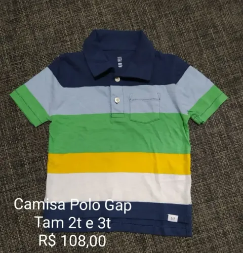 Camisa Polo listrada tom azul tamanho 2 e tamanho 3 -Marca GAP