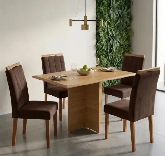 Mesa Verona 120 com 4 Cadeiras Siena