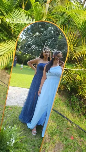 Vestido de festa azul pastel