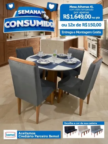 Mesa 4 lugares R$1649,00