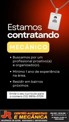 ESTAMOS CONTRATANDO MECÂNICO COM EXPERIÊNCIA 