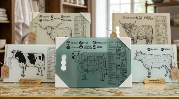 tábua de carne de vidro nova