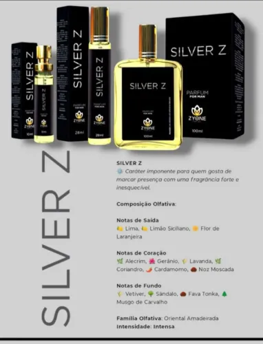 Perfume importado Silver Z 100ml marca ZYONE. Inspirado no Perfume SILVER SCENT. 
