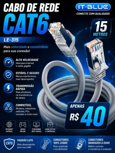 Cabo de rede cat6 15 metro