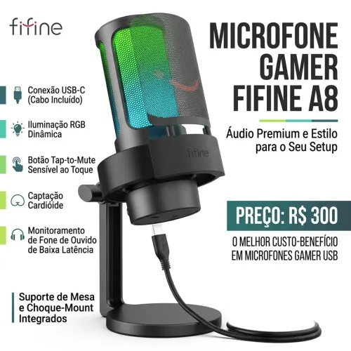 Microfone Fifine A8 Ampligame Para Lives (Original e Lacrado)