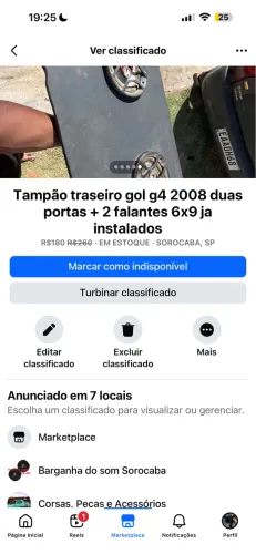 Tampão gol g4 2008 já instalado som 6x9 bravox