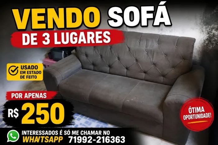 Vendo sofá de 3 lugares usados