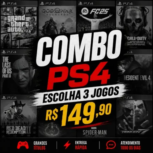 COMBO - 3 Jogos de PS4 - Apenas R$149