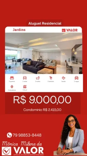 Apartamento para locação no MANSÃO VILLE DE PARIS, JARDINS, Aracaju, SE