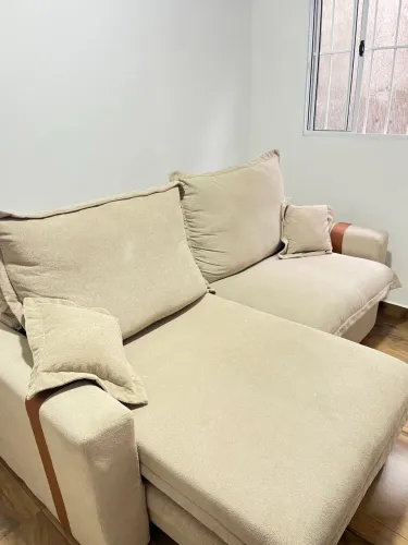 Sofa Retratil Reclinável Nairobi 2,18m Bege Bouclê