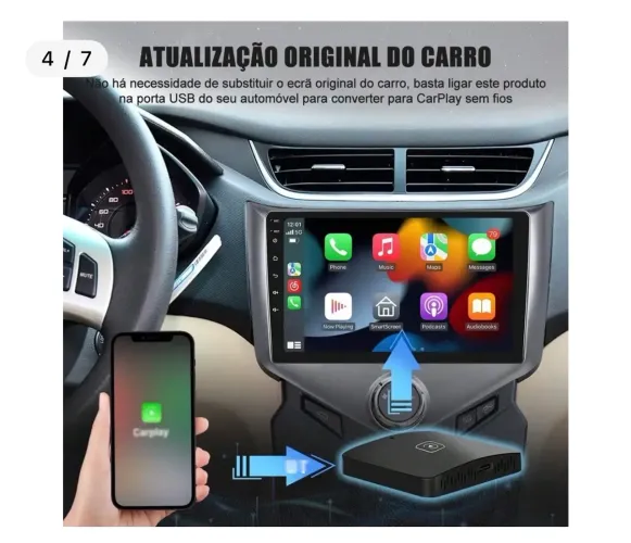 Adaptador Sem Fio Carplay Para Iphone Volkswagen Fiat Toyota