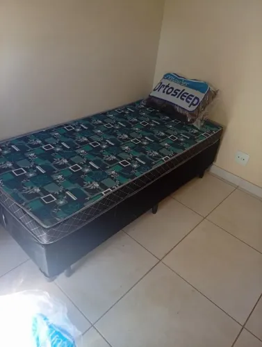 Cama solteiro box e colchão
