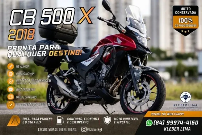 CB 500X 2018 REVISADA + BAÚS + PNEUS NOVOS
