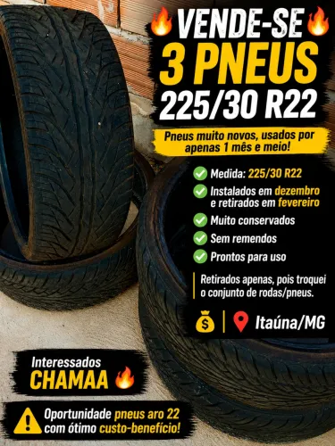 Pneus 225/30 R22 Semi Novos - Apenas 1 Mês e Meio de Uso