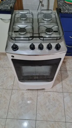 Fogão Consul 4 Bocas Branco Mesa Inox CFO4NAB