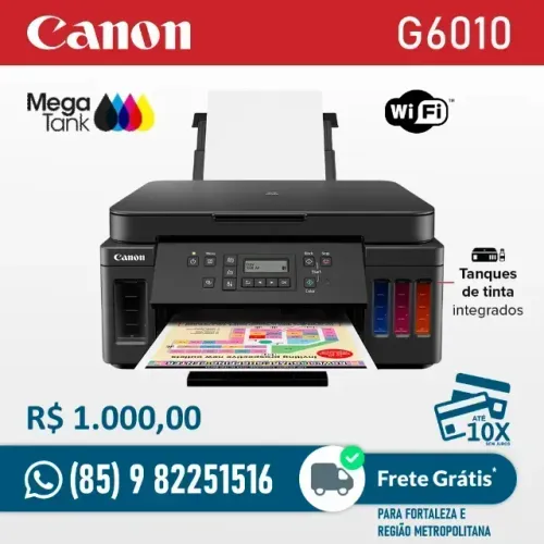 Impressora Canon G6010 - FRENTE E VERSO AUTOMÁTICA - NOVA