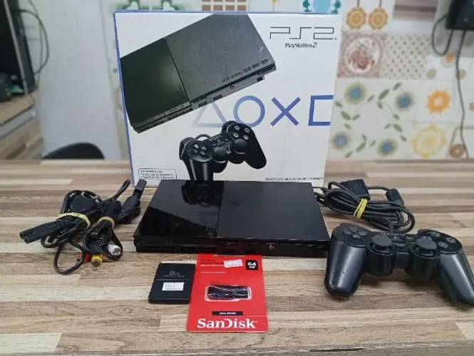 Playstation 2 + Pendrive 64gb 21 jogos e 6mil retros + Memory CARD