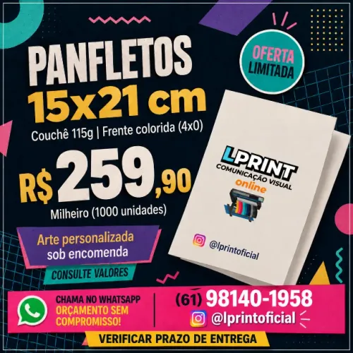 Panfletos 15x21 cm - 1000 unidades