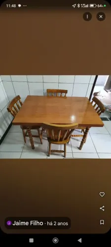 Mesa madeira 4 cadeiras 