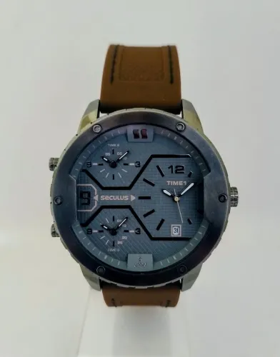 Relógio Seculus com pulseira marrom 