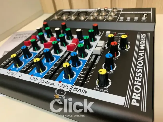 Mesa De Som 4 Canais Com Bluetooth, com interface + cabo USB