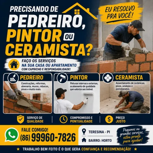 PEDREIRO, PINTOR E CERAMISTA