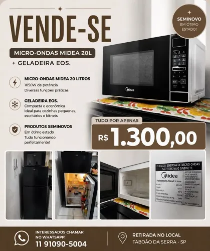 Geladeira e microondas em otimo estado vendendo pq estou de mudança