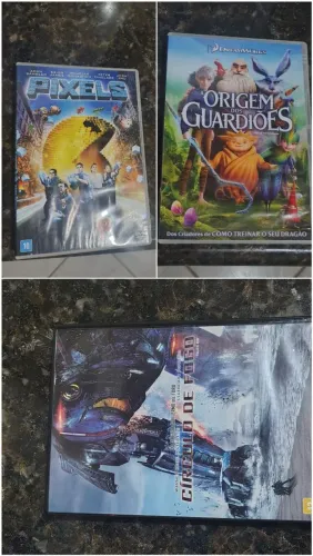 Lote 3 DVDs Originais - Pixels, Círculo de Fogo, Guardiões
