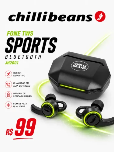 Novo e Lacrado Chillibeans, Fone TWS Sports Bluetooth JH2001
