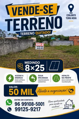 TERRENO DE 200 m² À VENDA - CONJUNTO TERRA NOVA