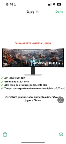 Monitor Samsung Odyssey OLED G9 49? Ultrawide 240Hz - Novo (Logística Reversa)