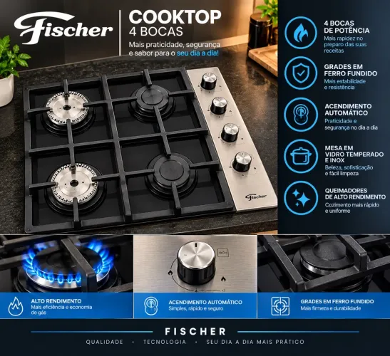 Cooktop a gas novo 4 bocas