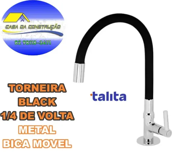 TORNEIRA BICA ALTA MESA BLACK GIRATORIA 1/4 TALITA