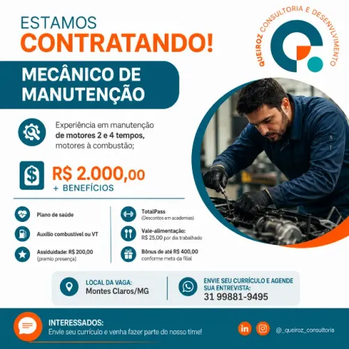 Mecânico de Manutenção | Montes Claros/MG