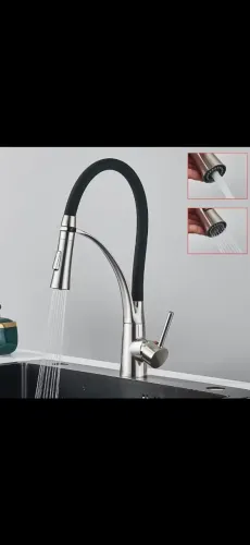 Torneira Cozinha Gourmet Monocomando Mangueira Preta 360 grau