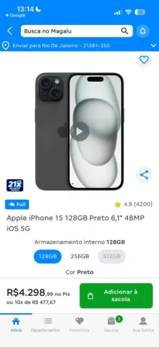 Vendo IPhone 15 novo na caixa nunca usado