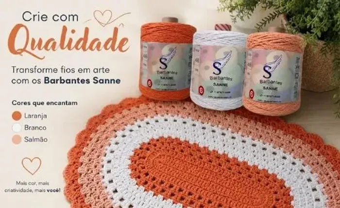 3 cones de 650 Gr fio 6 Barbante Sanne