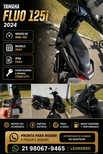 Moto Fluo 125 preta com menos de 8 mil km