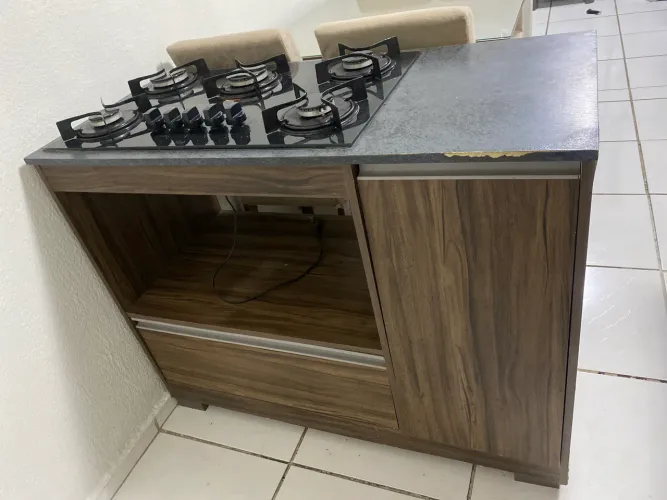 Fogão cooktop atlas 5 bocas com balcão em mdf